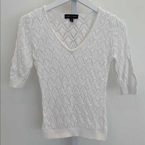 AUDREY TALBOTT WHITE V-NECK KNIT SOFT SWEATER XS - Picture 2 of 15